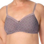 AMOENA Liz mauve non-wired padded mastectomy bra with pockets, featuring comfortable support and discreet design.