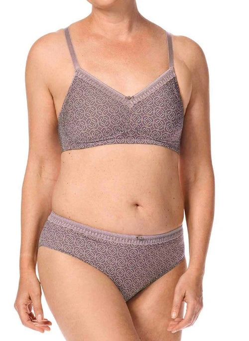 Amona Liz non-wired padded mastectomy bra in mauve, featuring pocketed cups and comfortable support for post-surgical wear.