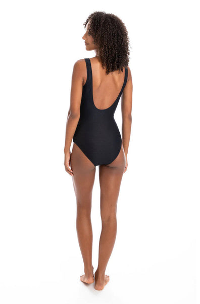 Textured Patchwork Swimsuit (Black)
