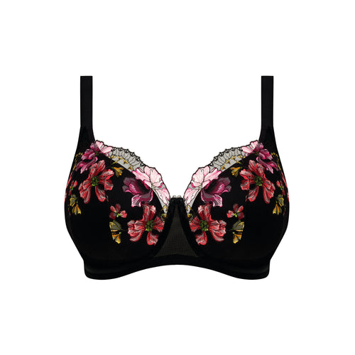 Rainbow ELOMI Teagan padded half cup bra with cutout print, featuring supportive underwire and vibrant multicolor design.