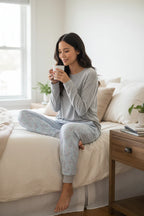 Givoni Jamie ski modal pyjama set in mint, cozy sleepwear with a relaxed fit, soft fabric, and comfortable design for restful nights.