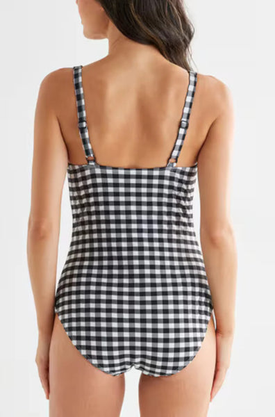 Gingham One Piece Swimsuit (Black)