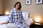 Magnolia Blue Horizon flannel cotton sleepwear pyjama set with long sleeves and pants, soft and cozy for comfortable nights.