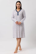 Navy Jardin Smocking Nightie by YUU sleepwear, featuring soft fabric and delicate smocking details for comfortable nighttime wear.