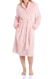 Amy Button-Up Fleece Dressing Gown (Dusty Pink)