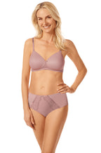 Amoena Danielle High Waist Brief Mauve - Floral Lace Microfibre
