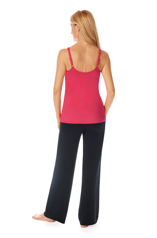 Pink TENCEL Modal mastectomy top by Amoena, size 8, adjustable straps with bilateral pockets.
