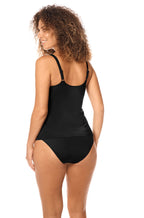 Black and white Santa Maria tankini top by Amoena, featuring a stylish design suitable for mastectomy swimwear.