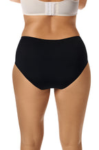 Black high-waist swim brief by Amoena with SPF 50+, size 24, chlorine-resistant material