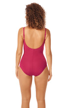 AMOENA deep pink Cozumel swimsuit with sleek design, suitable for mastectomy recovery, available in size 10, 12, and 14