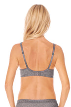 Dark grey print wirefree padded bra with adjustable straps, size 10B by Amoena