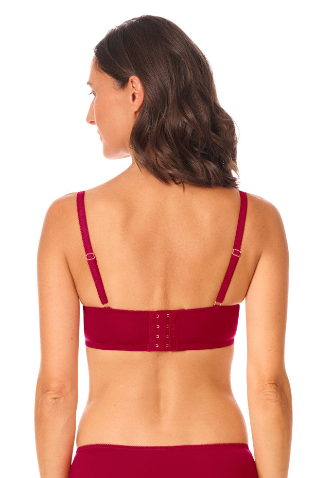 Kyra wirefree padded bra in Chilli and Sand color, available in size 10AA, 10D, and 10DD by Amoena.