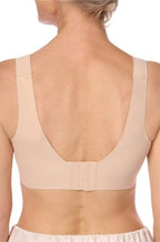 Nude Linda crop top bra by Amoena, in size L, featuring seamless design and soft fabric for comfortable wear.