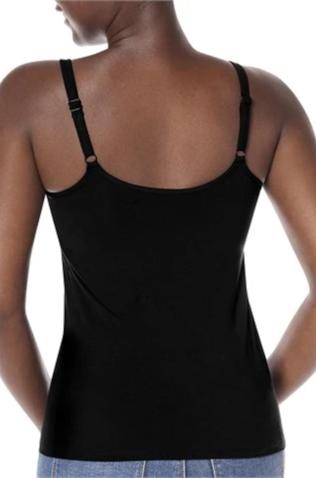 Black Valletta Modal Top by Amoena, soft lingerie designed for mastectomy support, available in sizes 10, 12, 14.