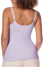 Lavender soft modal camisole with adjustable straps and pocketed design for mastectomy wear by Amoena