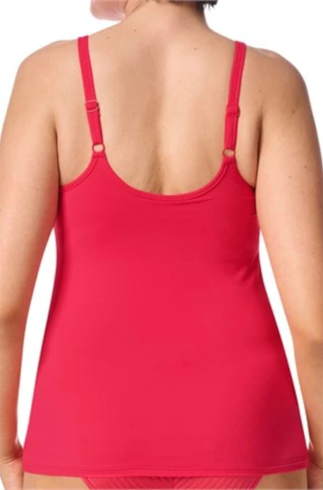 Hot pink Amoena Karolina Top lingerie with soft fabric and adjustable straps, available in multiple sizes.