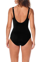Amoena Palermo black and white recycled mastectomy swimsuit with adjustable straps and bilateral pockets