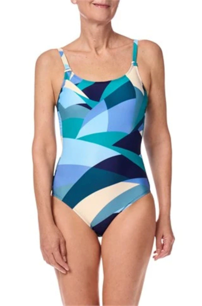 Jade Multi two-piece swimsuit with adjustable straps and chlorine-resistant fabric by Amoena