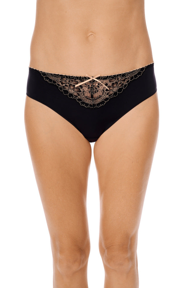 Black AMOENA Alina microfibre lace briefs in size 16, featuring delicate lace details and comfortable fit.