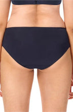 Dark blue and sand bikini brief by Amoena in sizes 10, 12, and 16, featuring a comfortable fit.
