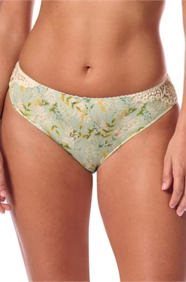 Mint Kalina Brief by Amoena, ultra-soft floral lace underwear with a comfortable fit, available in sizes 10-20.