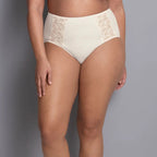 Lucia high waist brief in black and crystal, size 12 by Anita, featuring soft fabric and stylish design.
