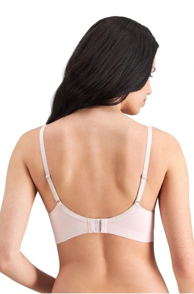 Icy pink lightweight foam cup contour bra by Bendon with adjustable straps, available in B cup sizes 10, 12, and 14.