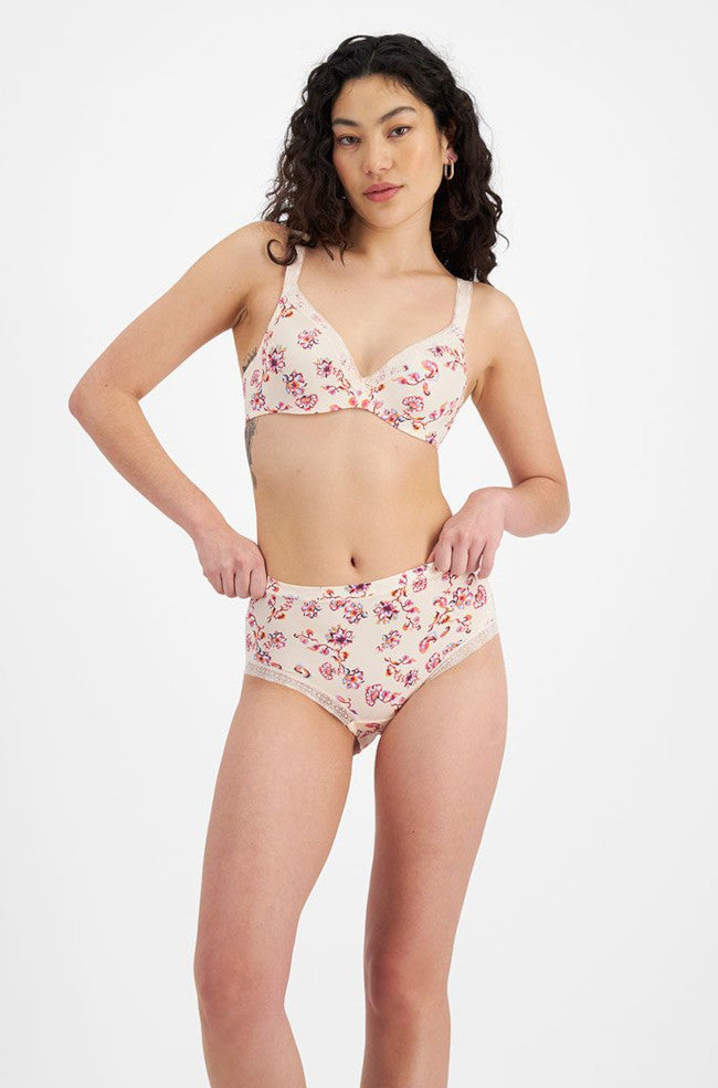 Pink floral underwire bra from Berlei's Barely There Luxe collection, size 10DD