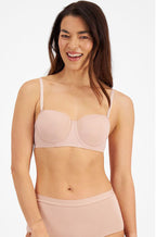Nude strapless bra by Berlei in B cup, featuring a smooth finish and adjustable straps, available in multiple sizes.