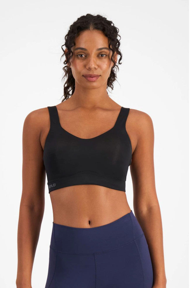 Berlei Smooth Power high-impact wirefree sports bra in black, featuring a smooth fabric and supportive design.