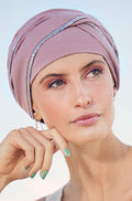 Rose Viva Emmy turban hat by Christine Headwear, stylish and comfortable headwear with elegant rose color and soft fabric.