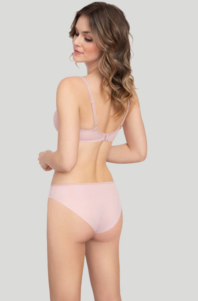 Blush pink laser cut briefs from Corin, showcasing delicate design and soft fabric
