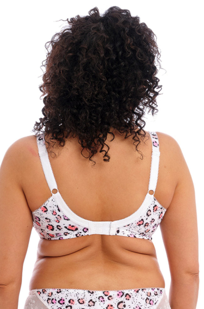 ELOMI Lucie UW Plunge Bra with stretch lace in Rumble color, featuring underwire support and a plunging neckline.
