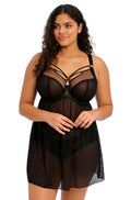 Black Sachi Baby Doll bra by ELOMI, featuring soft fabric, supportive design, and elegant lace detailing in a 12-H cup style.