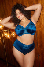 Elomi Cate Full Cup Underwire Bra in Poseidon, Plus Size E-J Cup with supportive design and adjustable straps