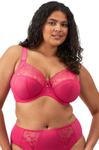 Elomi Zarla black underwire bra with stretch band in Love Potion, F-J cup sizes available