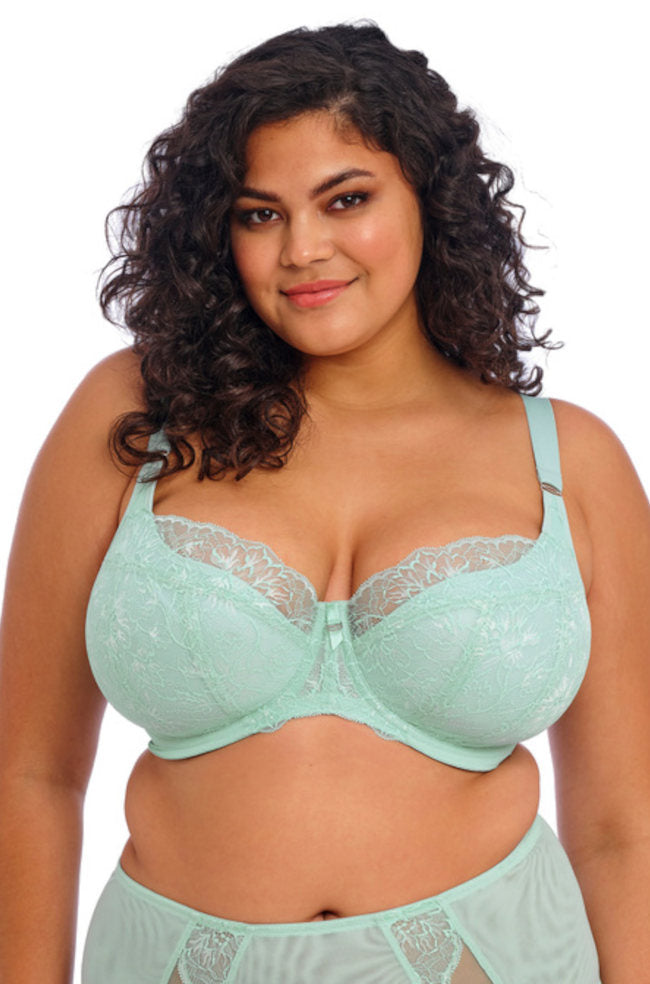 Elomi Brianna padded half cup bra in frozen color for DD to HH cups with convertible straps