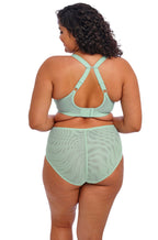 Elomi Brianna padded half cup bra in frozen color, featuring convertible straps, available in DD to HH cups