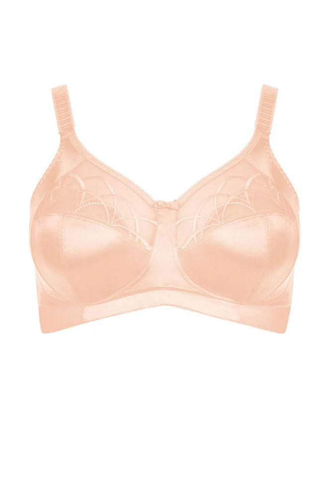 Elomi Cate wirefree latte full cup bra with adjustable straps and embroidered detail, size 18DD
