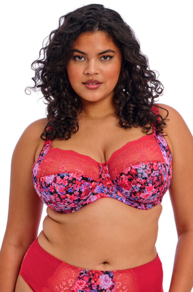 Sunset Meadow Morgan UW Bra by ELOMI, E cup size, featuring floral print and comfortable design.