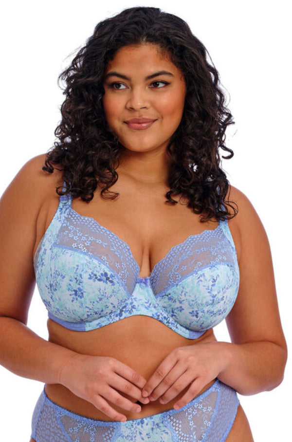 Cornflower blue Lucie UW Bra in size 16FF by ELOMI, featuring underwire and supportive design.