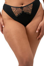 Almond-colored Elomi Teagan thong underwear with a sleek design and comfortable fit