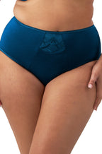 Elomi Cate Full Briefs in Poseidon, smooth nylon stretch fabric, full coverage design, available in sizes 2L to 4L.