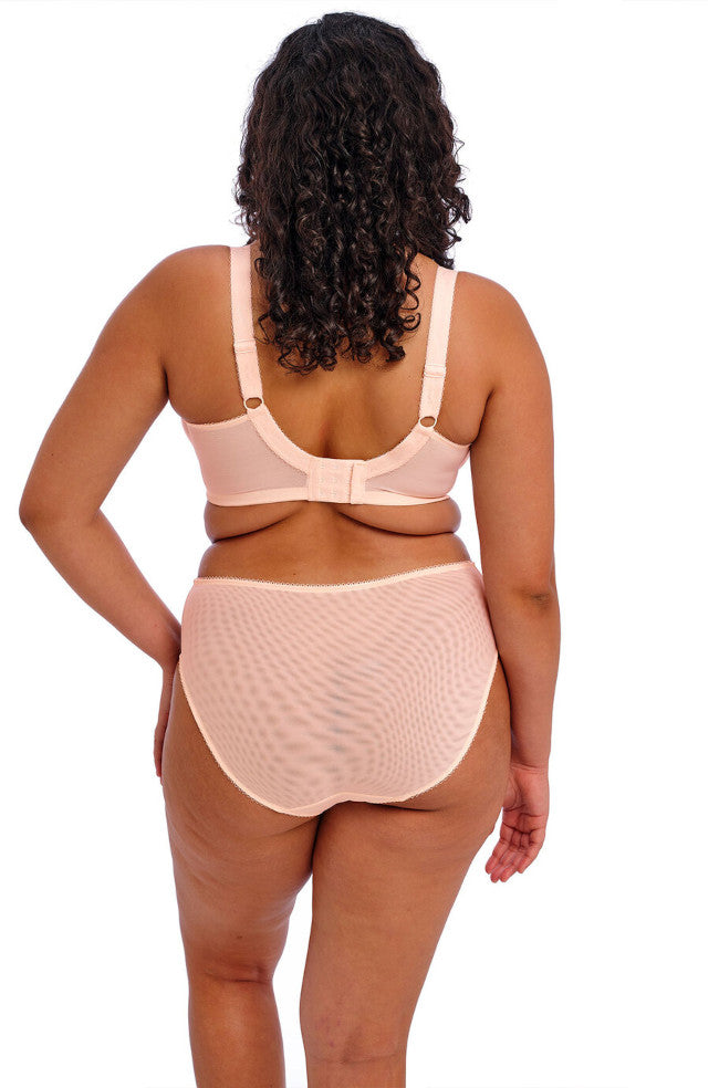 Peach high leg brief from ELOMI, featuring a smooth finish and available in sizes 2XL to 4XL.