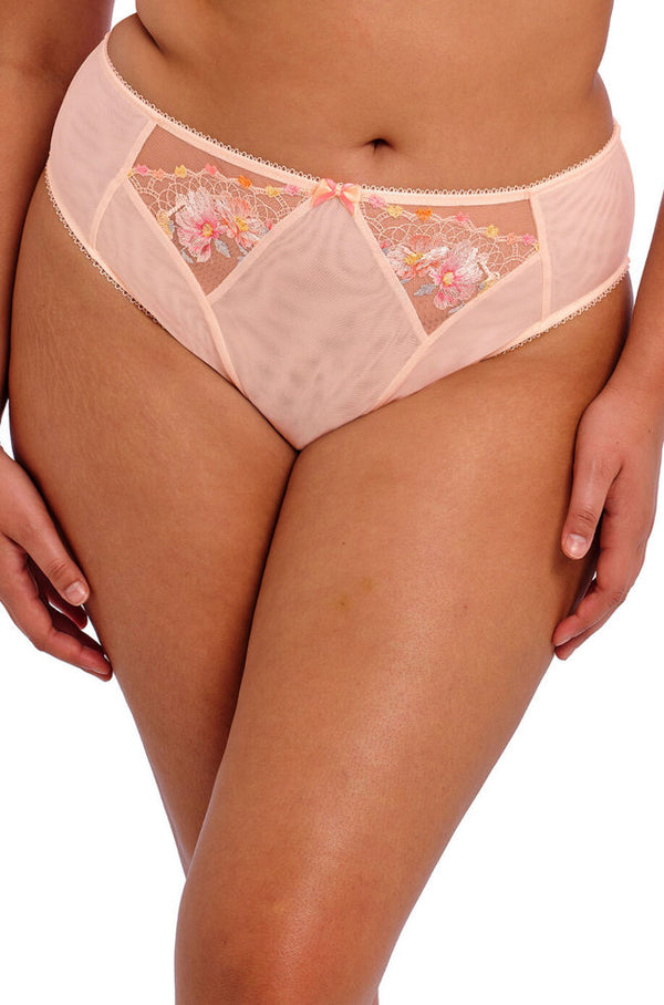 Peach high leg brief from ELOMI, available in 2XL, 3XL, and 4XL sizes, designed for comfort and style.