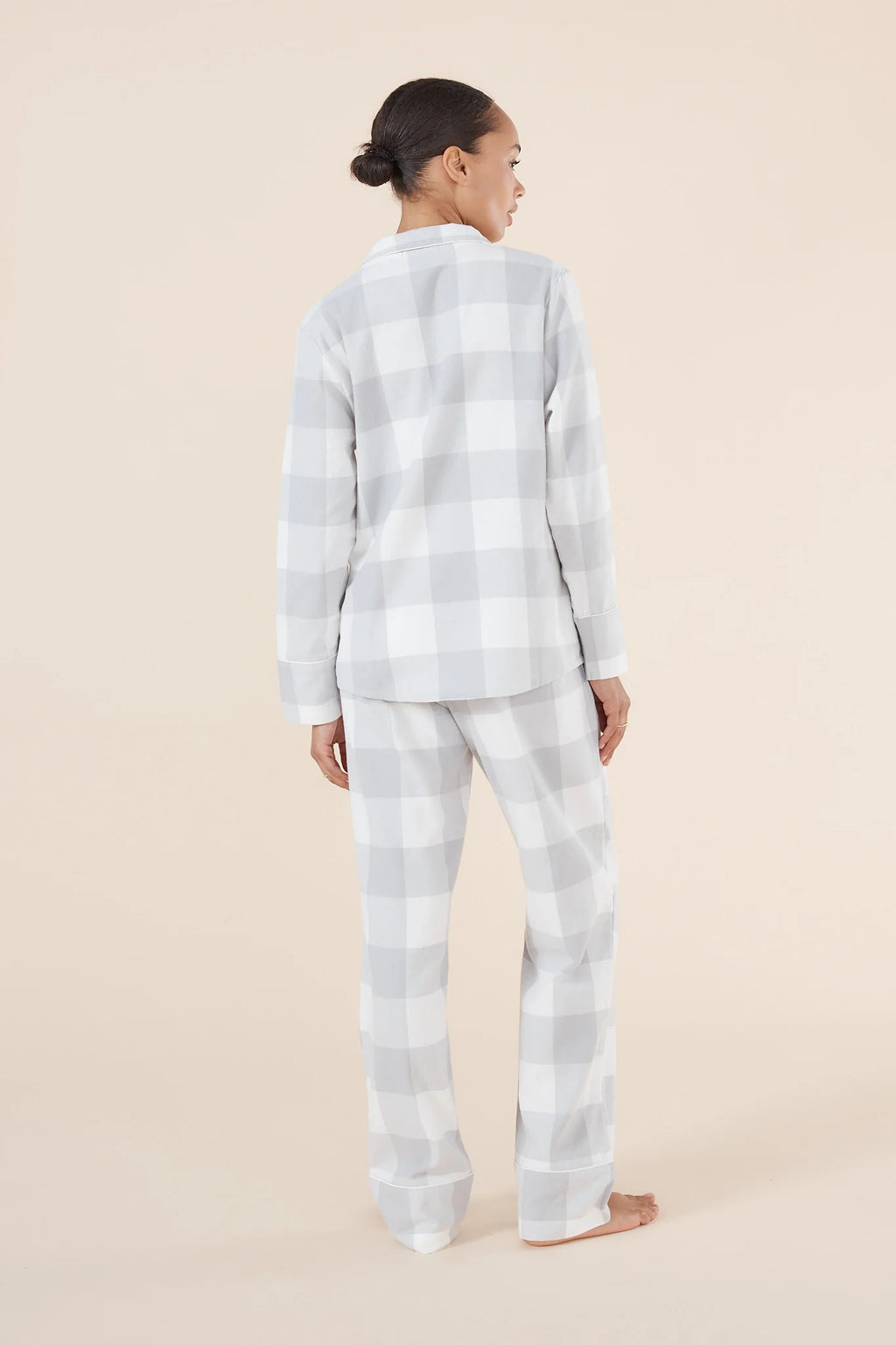 Emery Buffalo Check Cotton Pajama Set by Ginger Lily featuring a cozy sleepwear design with a classic check pattern.
