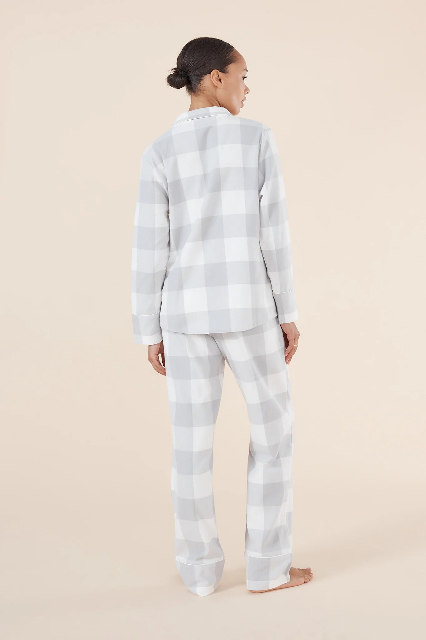 Emery Buffalo Check Cotton Pajama Set by Ginger Lily featuring a cozy sleepwear design with a classic check pattern.