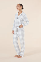Emery Buffalo Check Cotton PJ set from Ginger Lily sleepwear featuring a cozy plaid design and relaxed fit for comfortable nights.