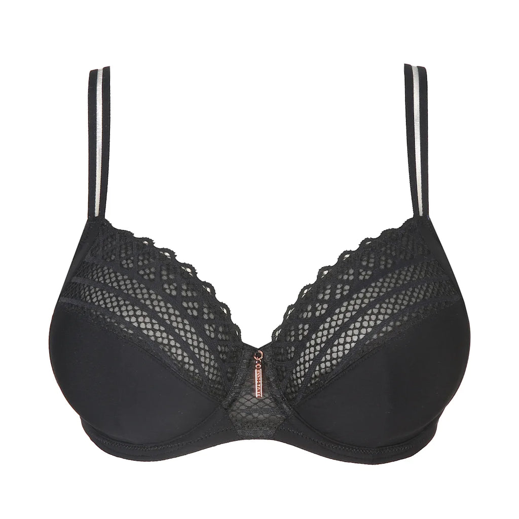 Primadonna Twist East End full cup underwired bra in charcoal, showcasing soft fabric and supportive design.
