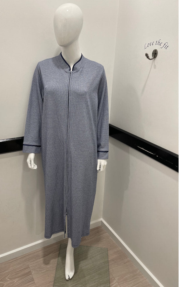 Amanda Cotton Zip Dressing Gown (Royal) Available in S only – Not Just Bras